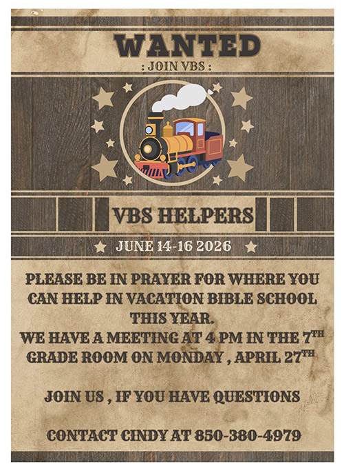 Wanted VBS Helpers flyer